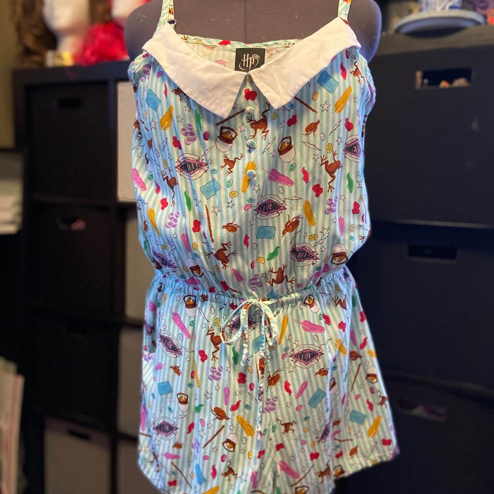 Harry Potter Honeydukes print cotton romper